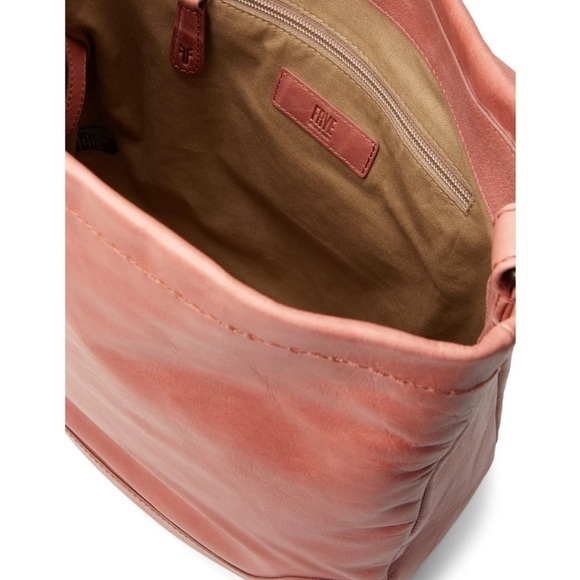 Frye Melissa Hobo Pink Frye Melissa Leather Hobo Bag Pink Taupe One Size Handbag - Picture 3 of 4